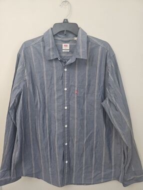 Levi's Men's Blue Striped Button-Up Shirt